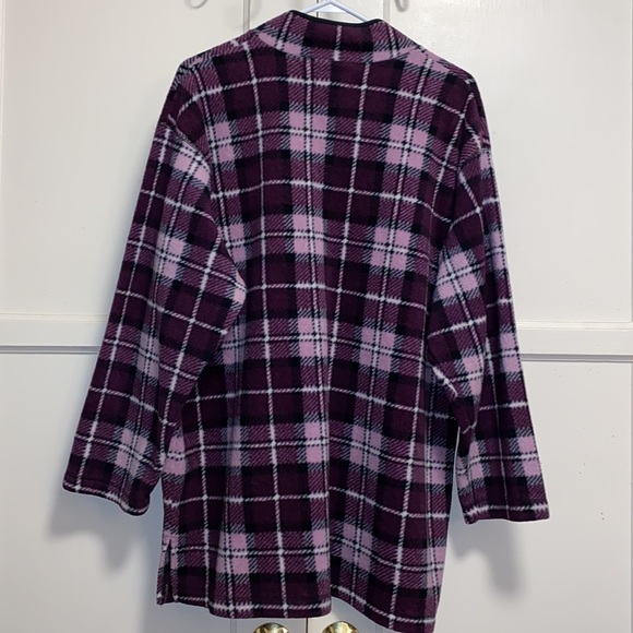 Crossroads Woman 1X Purple White Plaid Half Zip Up Sweater - Picture 3 of 13